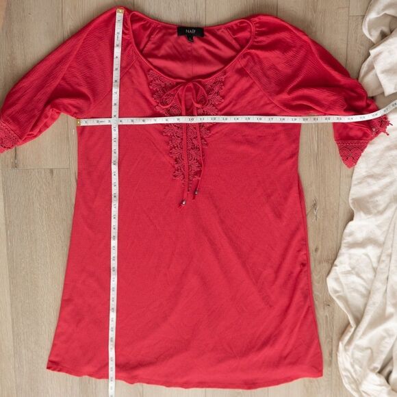 NAIF Pink Women's Crochet 3/4 Sleeve Shift Dress size L‎ - Picture 11 of 11